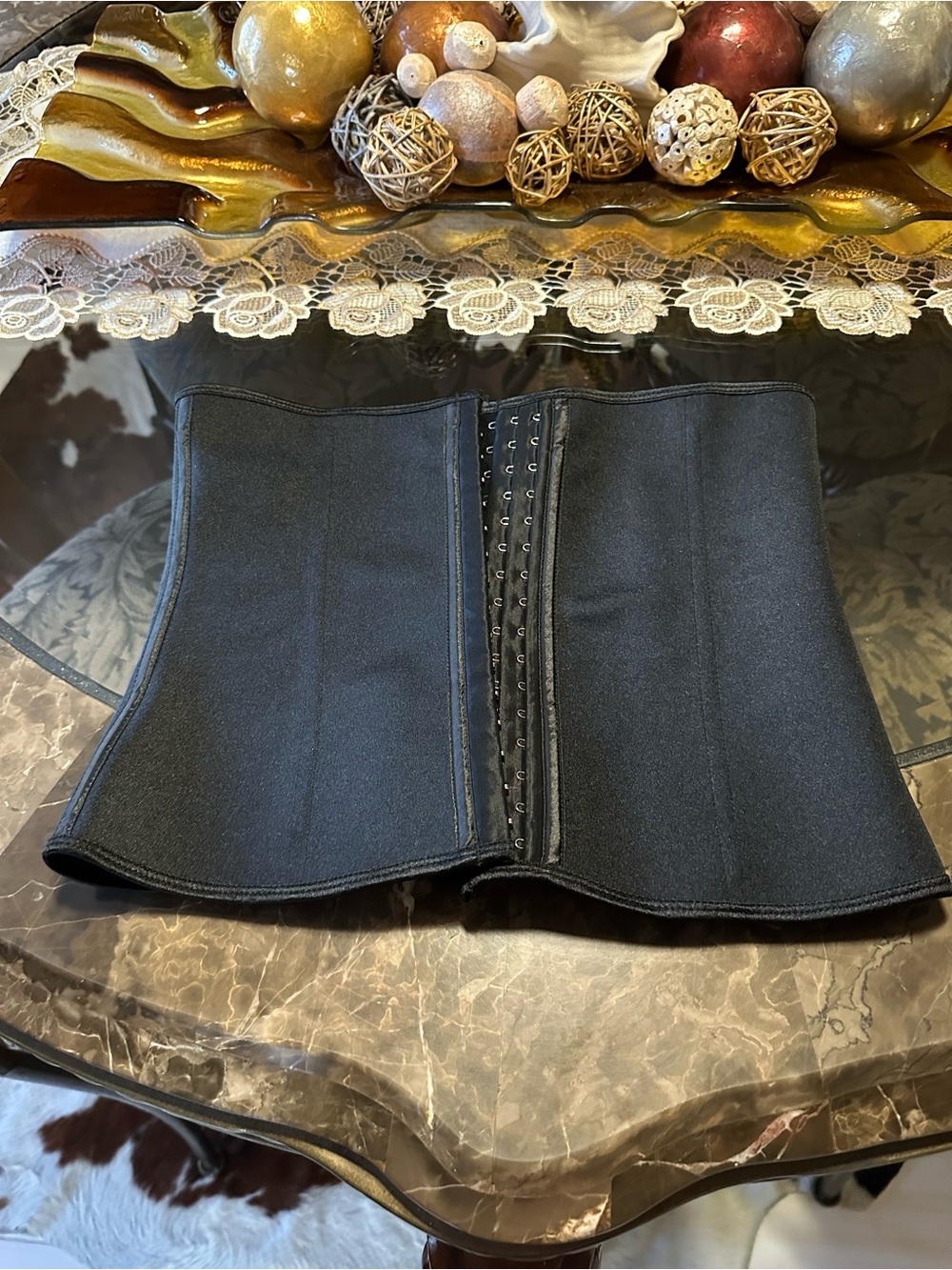 Black Waist Trainer Corset with Hook Closure